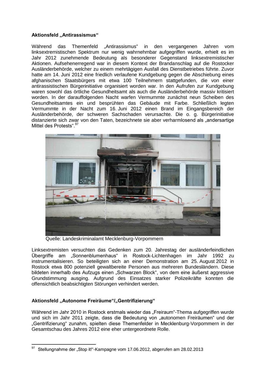 Seite 63 des Verfassungsschutzbericht 2012 Mecklenburg-Vorpommern