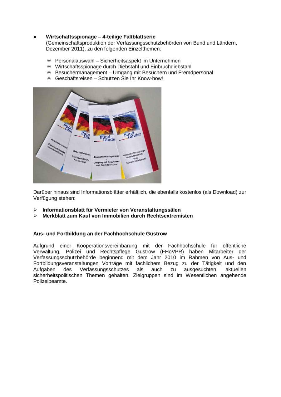 Seite 84 des Verfassungsschutzbericht 2012 Mecklenburg-Vorpommern