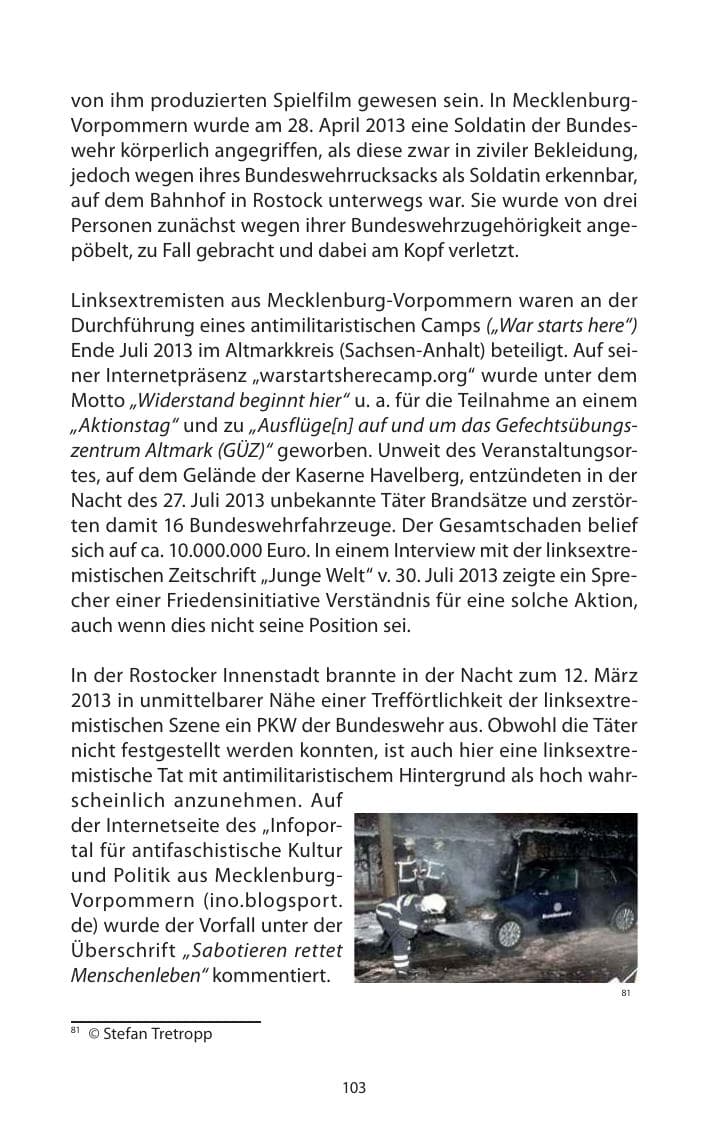 Seite 105 des Verfassungsschutzbericht 2013 Mecklenburg-Vorpommern