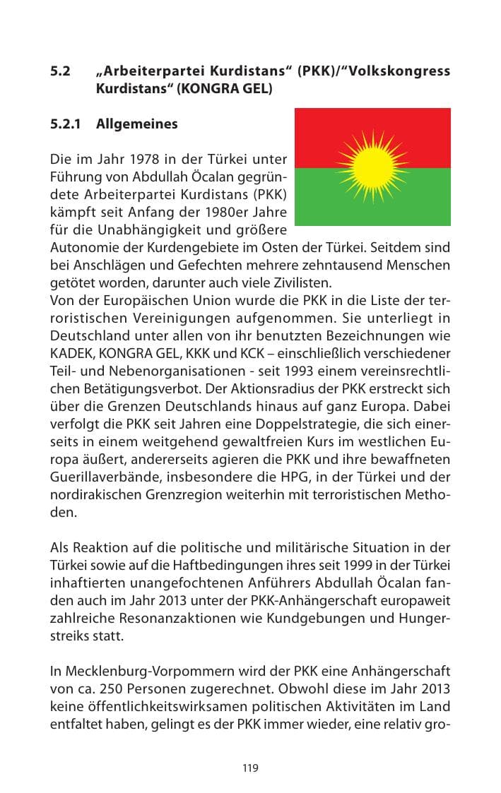 Seite 121 des Verfassungsschutzbericht 2013 Mecklenburg-Vorpommern