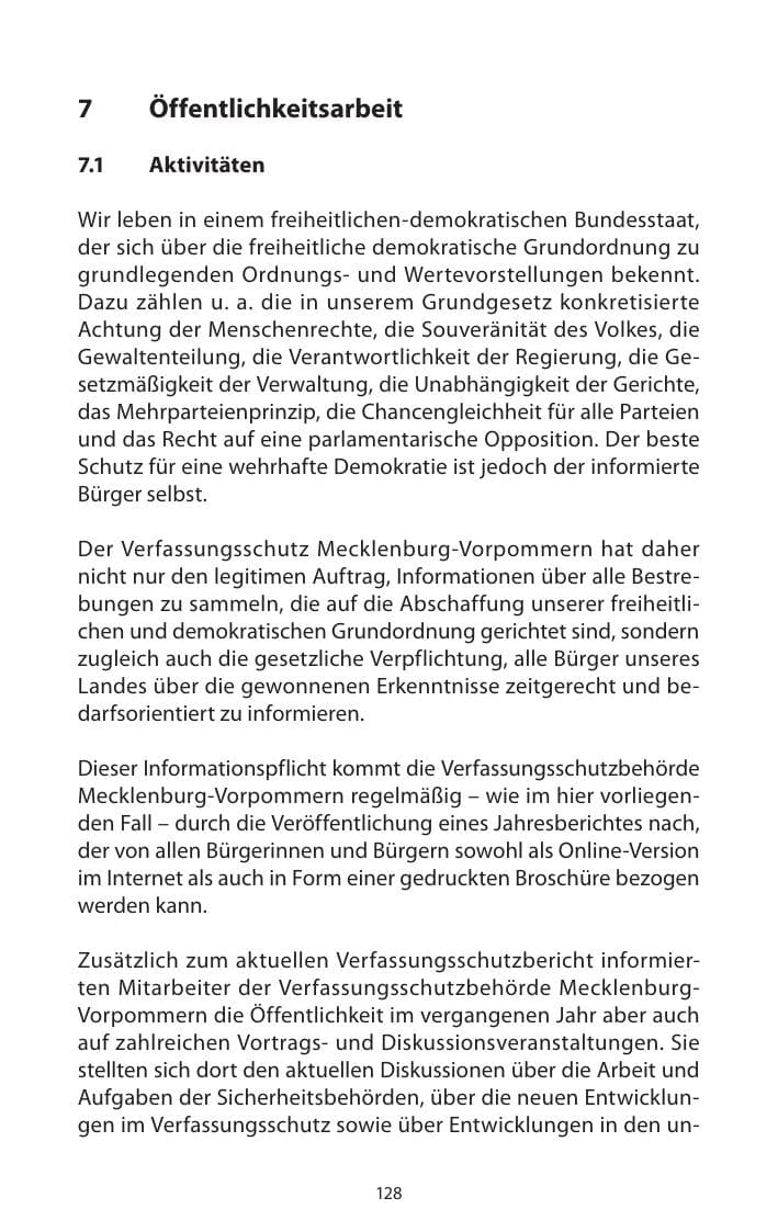 Seite 130 des Verfassungsschutzbericht 2013 Mecklenburg-Vorpommern