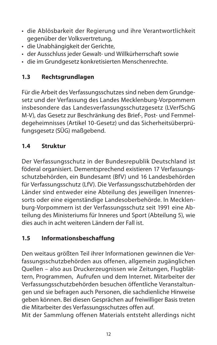 Seite 14 des Verfassungsschutzbericht 2013 Mecklenburg-Vorpommern
