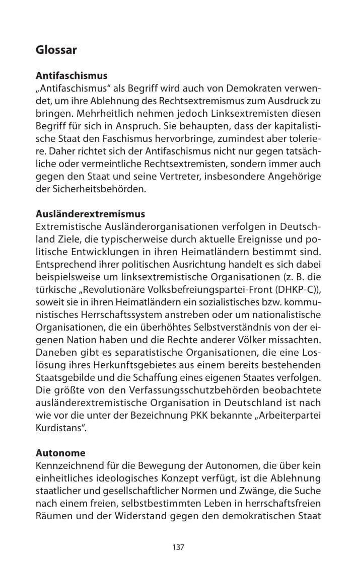 Seite 139 des Verfassungsschutzbericht 2013 Mecklenburg-Vorpommern