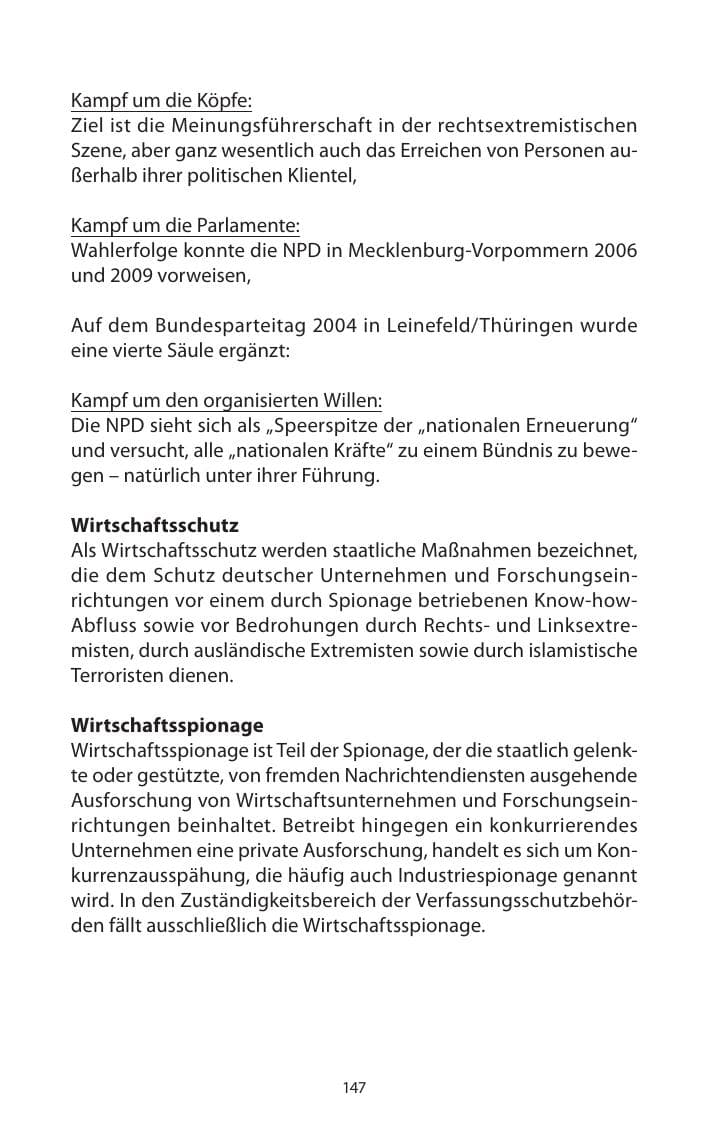 Seite 149 des Verfassungsschutzbericht 2013 Mecklenburg-Vorpommern