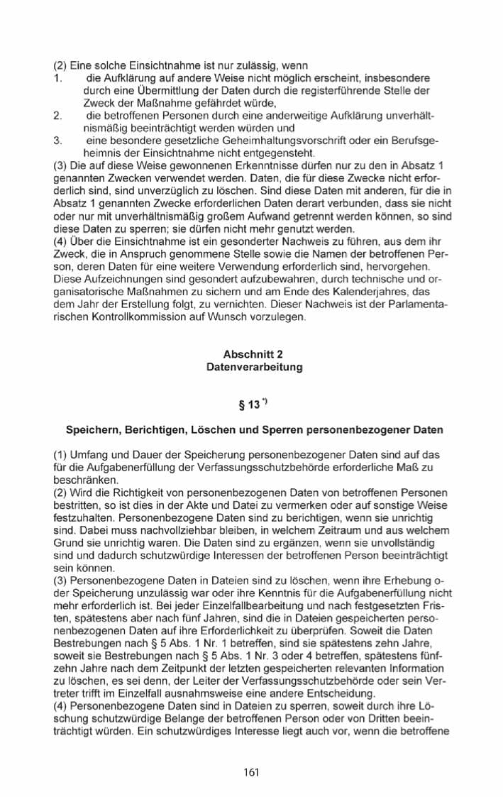 Seite 163 des Verfassungsschutzbericht 2013 Mecklenburg-Vorpommern