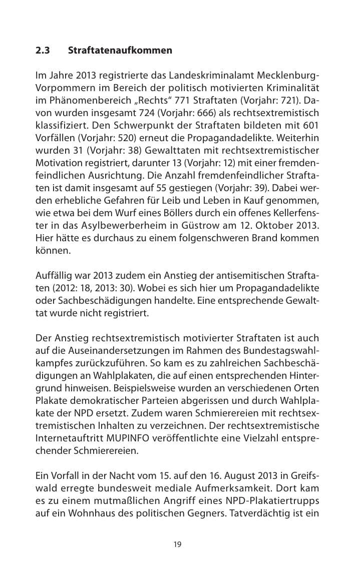 Seite 21 des Verfassungsschutzbericht 2013 Mecklenburg-Vorpommern