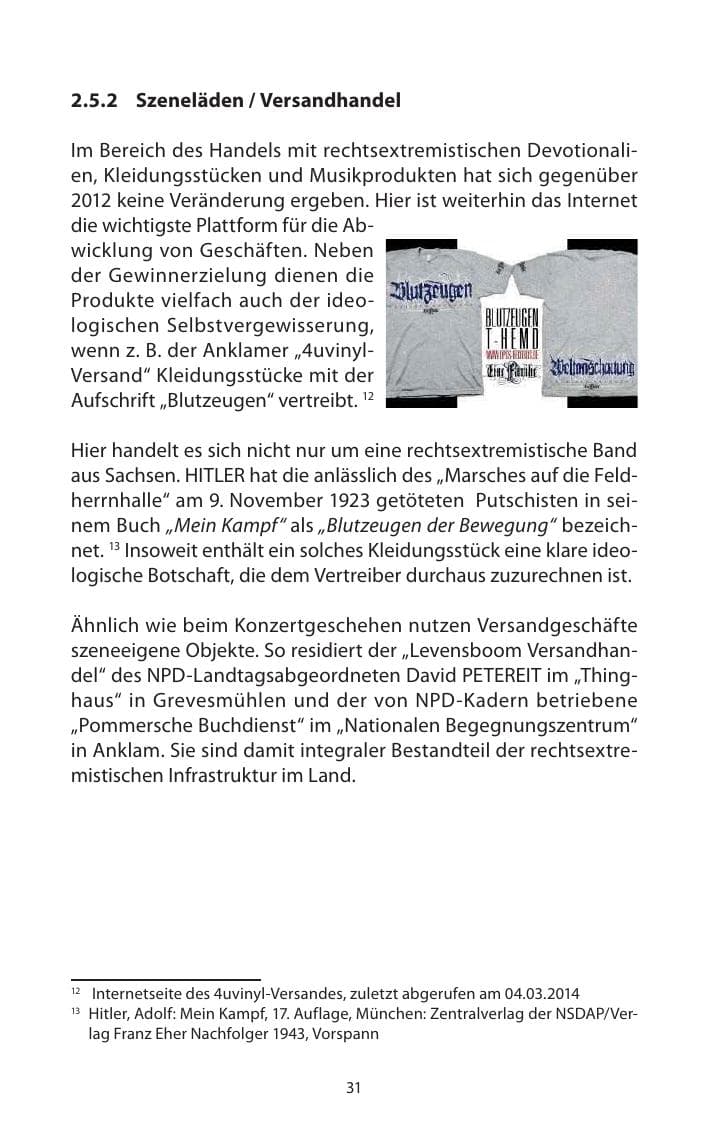 Seite 33 des Verfassungsschutzbericht 2013 Mecklenburg-Vorpommern