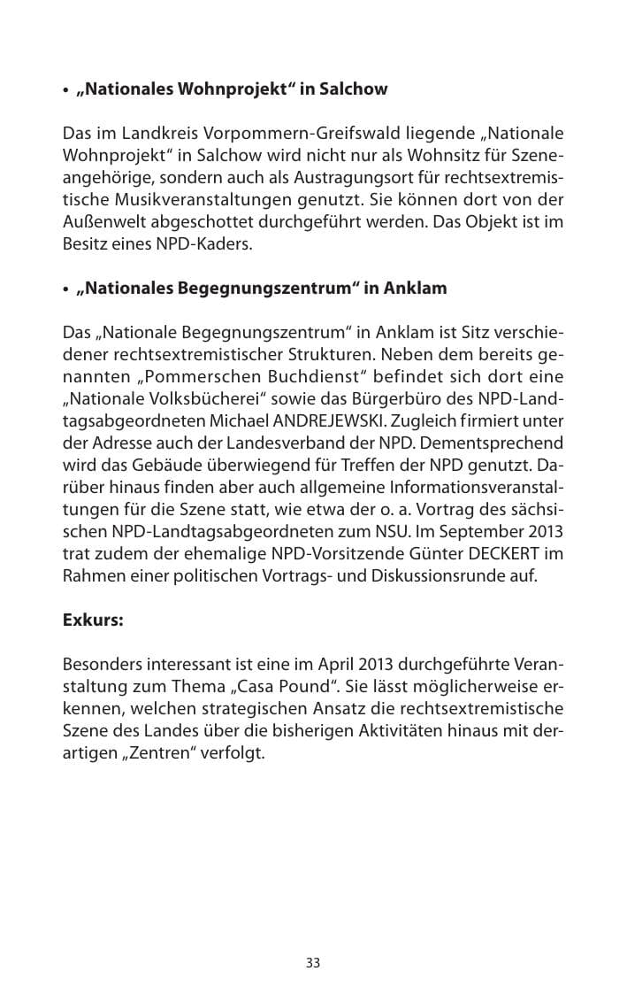 Seite 35 des Verfassungsschutzbericht 2013 Mecklenburg-Vorpommern