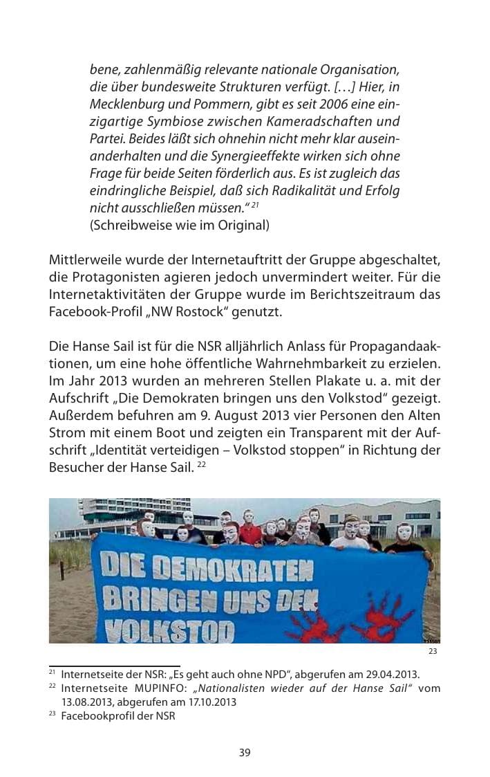 Seite 41 des Verfassungsschutzbericht 2013 Mecklenburg-Vorpommern