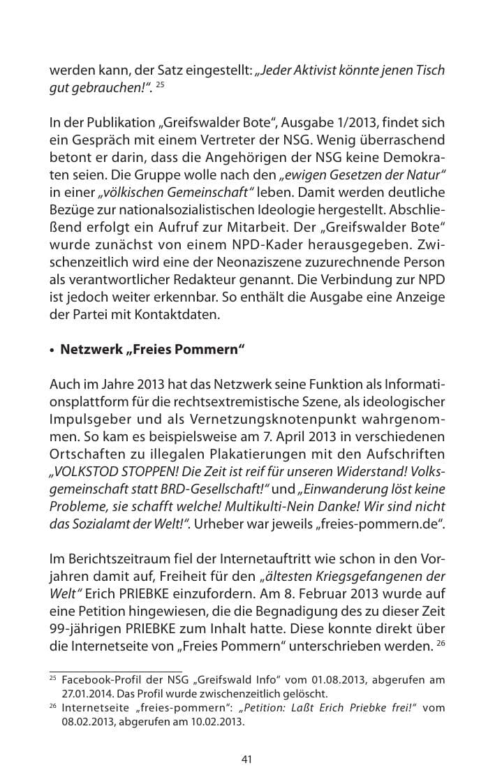 Seite 43 des Verfassungsschutzbericht 2013 Mecklenburg-Vorpommern