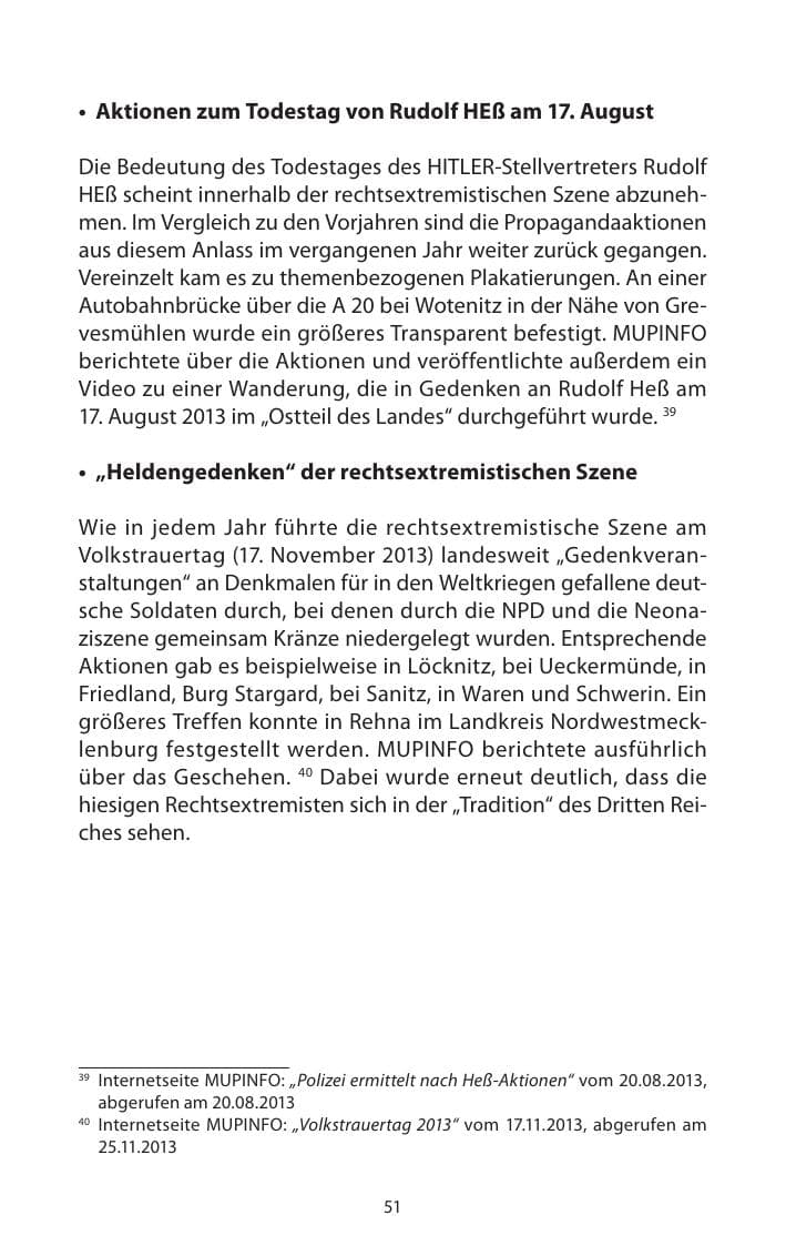 Seite 53 des Verfassungsschutzbericht 2013 Mecklenburg-Vorpommern