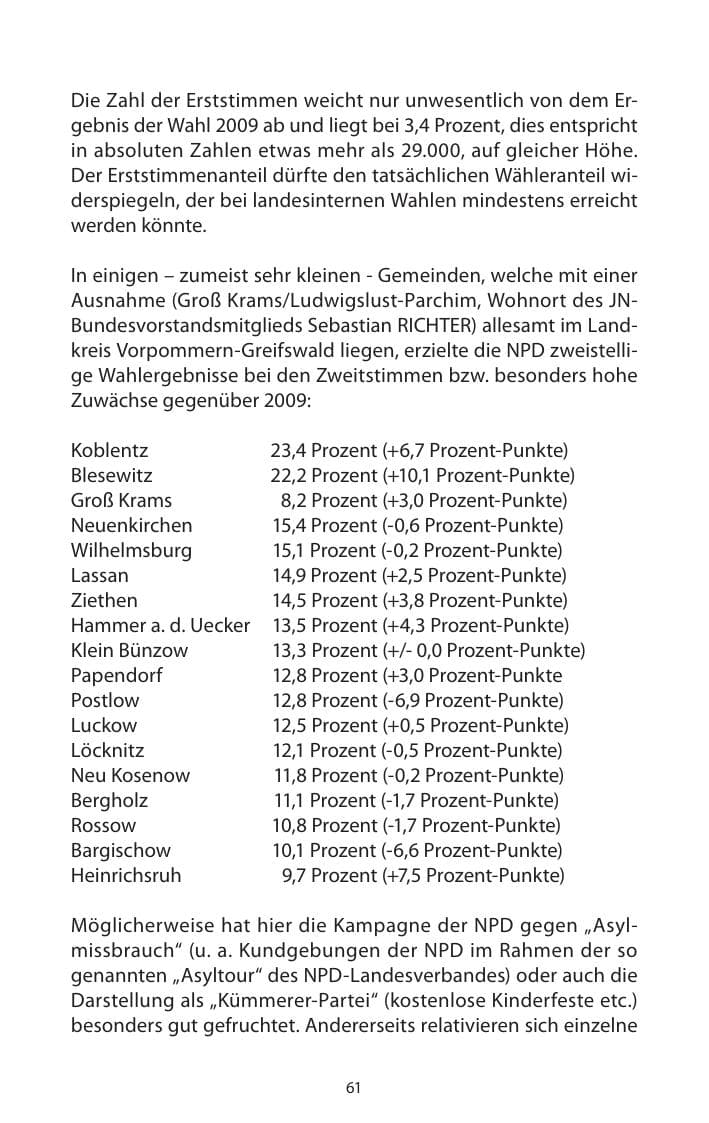 Seite 63 des Verfassungsschutzbericht 2013 Mecklenburg-Vorpommern