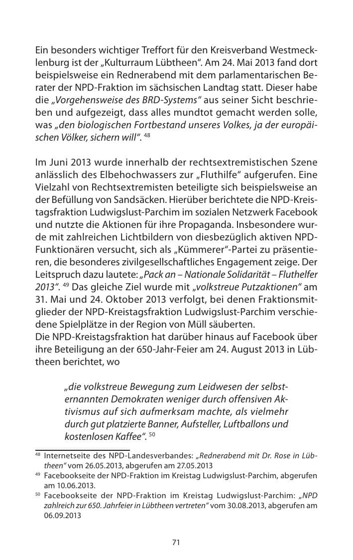 Seite 73 des Verfassungsschutzbericht 2013 Mecklenburg-Vorpommern