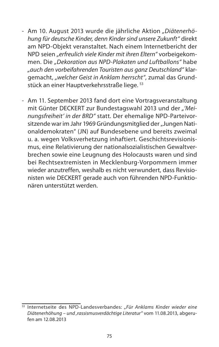 Seite 77 des Verfassungsschutzbericht 2013 Mecklenburg-Vorpommern