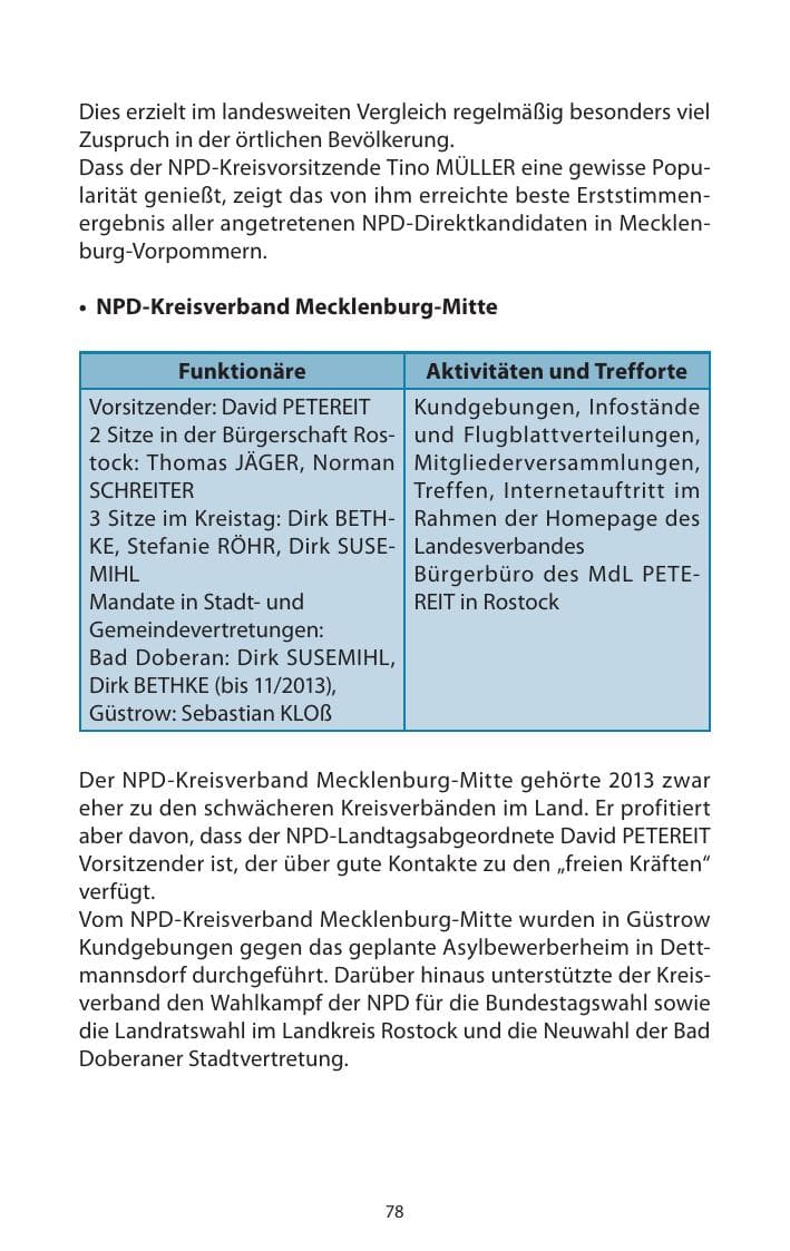 Seite 80 des Verfassungsschutzbericht 2013 Mecklenburg-Vorpommern