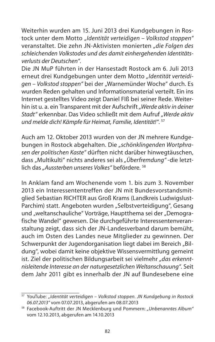 Seite 84 des Verfassungsschutzbericht 2013 Mecklenburg-Vorpommern