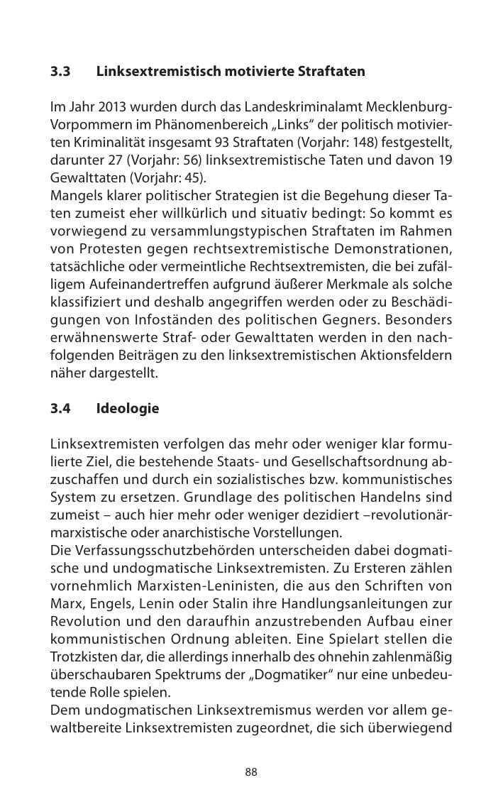 Seite 90 des Verfassungsschutzbericht 2013 Mecklenburg-Vorpommern