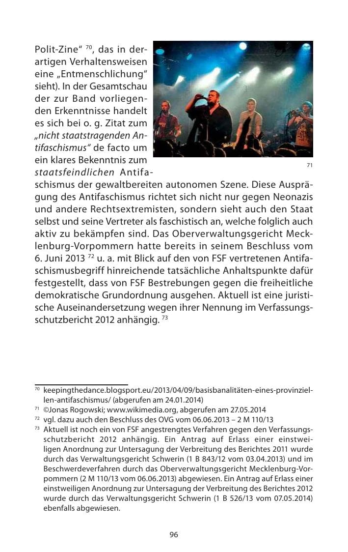 Seite 98 des Verfassungsschutzbericht 2013 Mecklenburg-Vorpommern