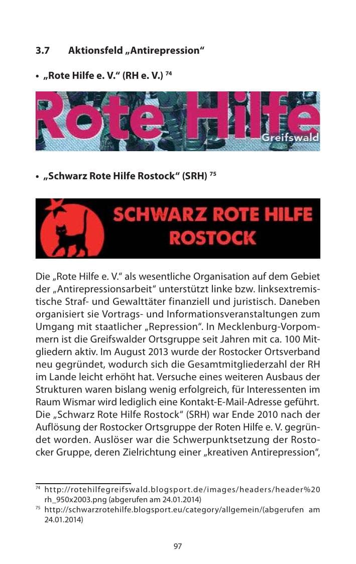 Seite 99 des Verfassungsschutzbericht 2013 Mecklenburg-Vorpommern