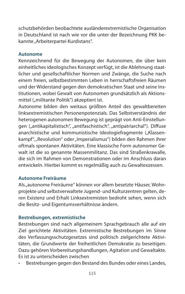 Seite 115 des Verfassungsschutzbericht 2014 Mecklenburg-Vorpommern