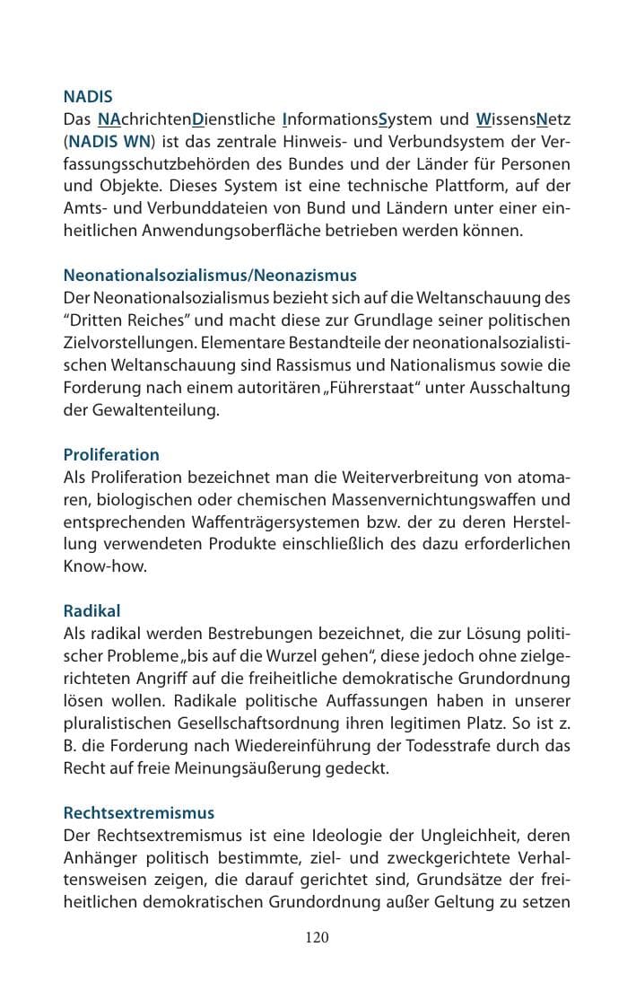 Seite 120 des Verfassungsschutzbericht 2014 Mecklenburg-Vorpommern