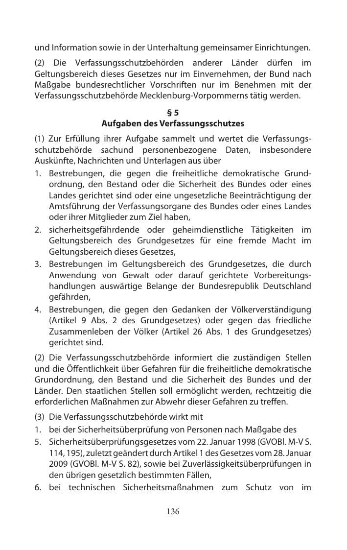 Seite 136 des Verfassungsschutzbericht 2014 Mecklenburg-Vorpommern
