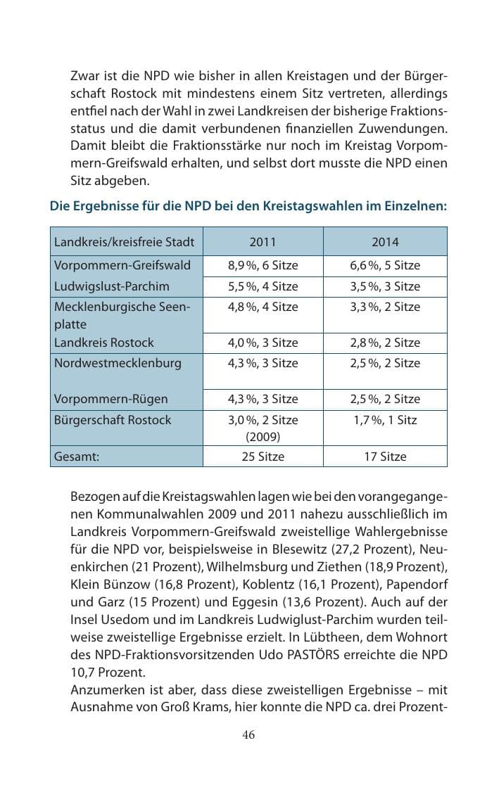Seite 46 des Verfassungsschutzbericht 2014 Mecklenburg-Vorpommern