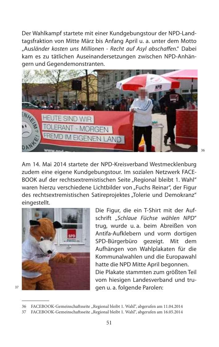 Seite 51 des Verfassungsschutzbericht 2014 Mecklenburg-Vorpommern