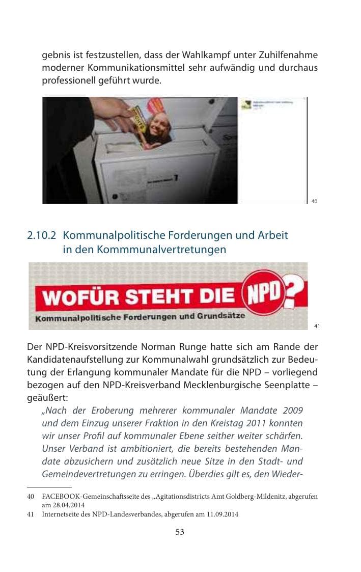 Seite 53 des Verfassungsschutzbericht 2014 Mecklenburg-Vorpommern