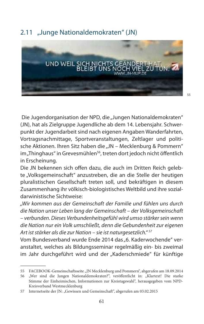 Seite 61 des Verfassungsschutzbericht 2014 Mecklenburg-Vorpommern