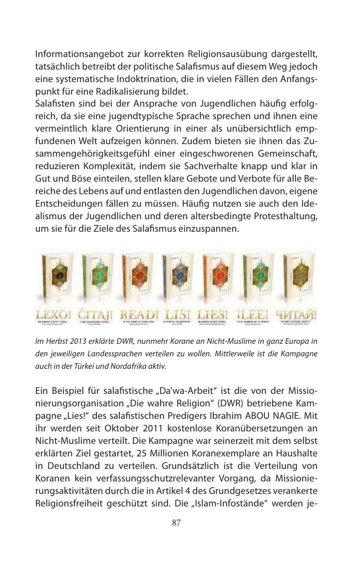 Seite 87 des Verfassungsschutzbericht 2014 Mecklenburg-Vorpommern