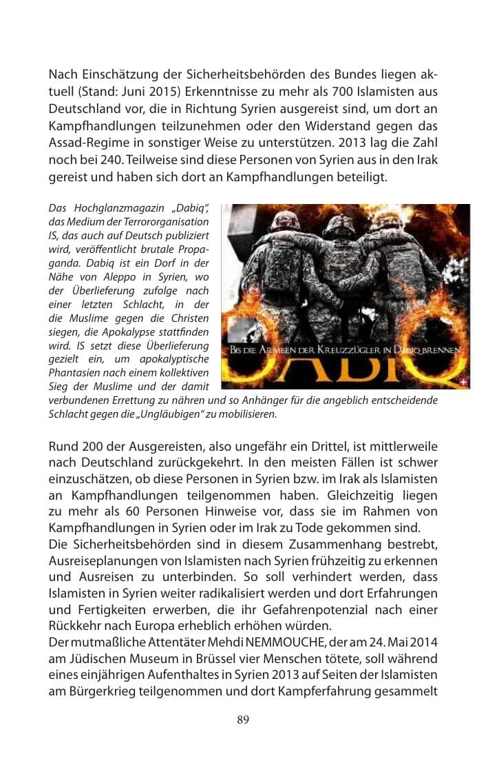 Seite 89 des Verfassungsschutzbericht 2014 Mecklenburg-Vorpommern