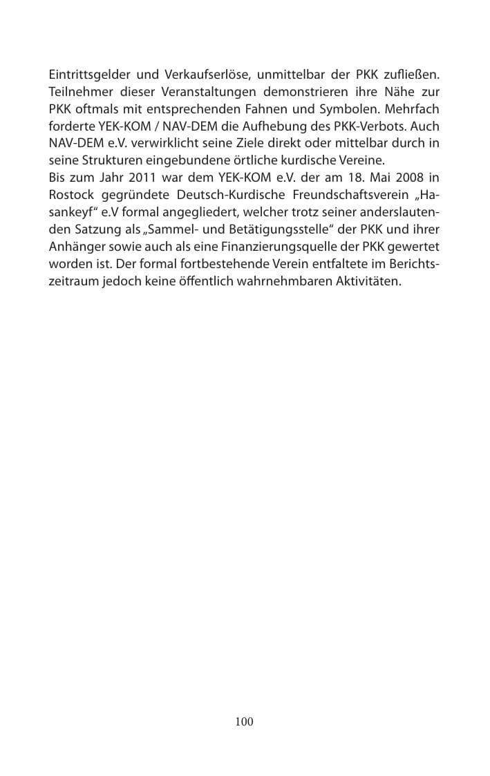 Seite 100 des Verfassungsschutzbericht 2014 Mecklenburg-Vorpommern