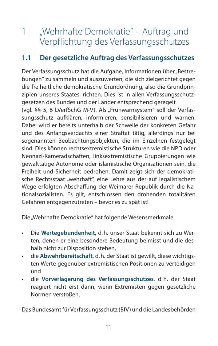 Seite 11 des Verfassungsschutzbericht 2015 Mecklenburg-Vorpommern