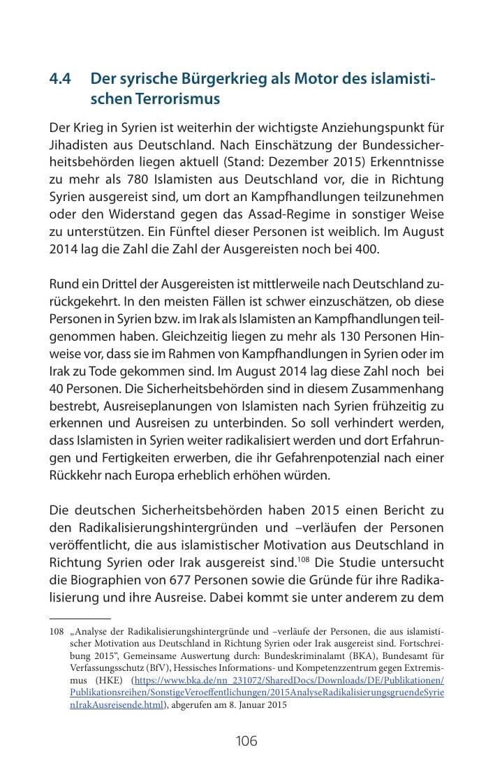 Seite 106 des Verfassungsschutzbericht 2015 Mecklenburg-Vorpommern