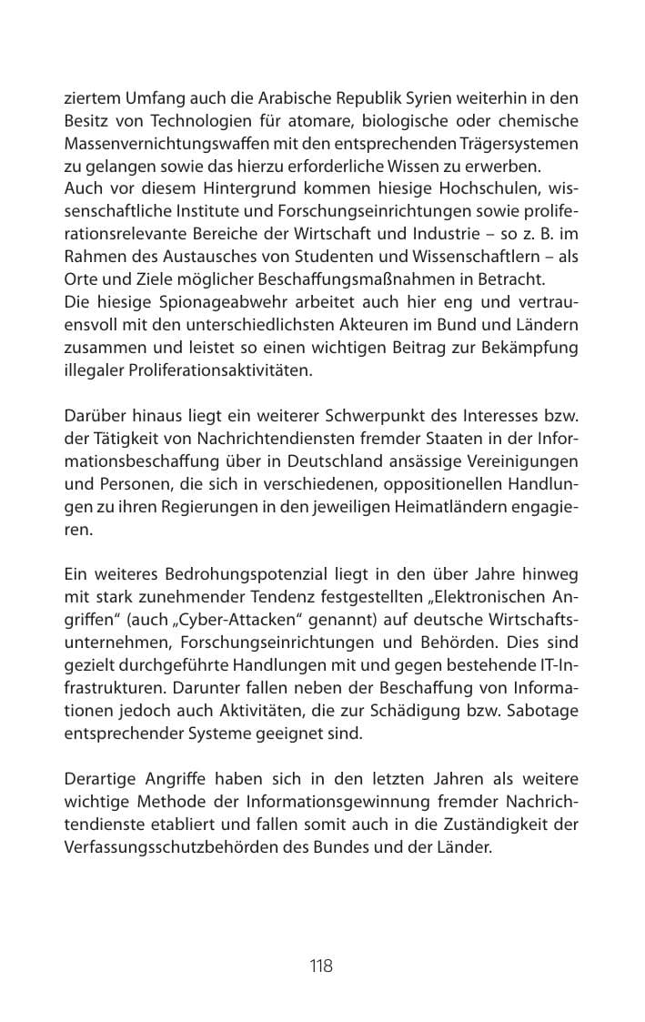 Seite 118 des Verfassungsschutzbericht 2015 Mecklenburg-Vorpommern