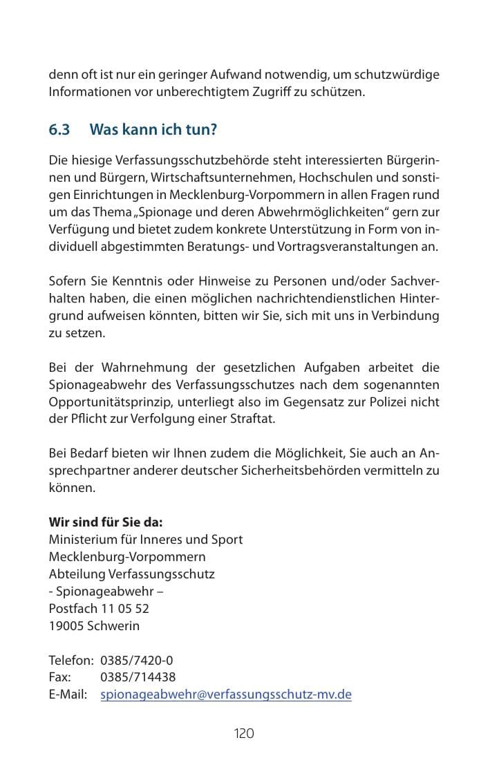 Seite 120 des Verfassungsschutzbericht 2015 Mecklenburg-Vorpommern