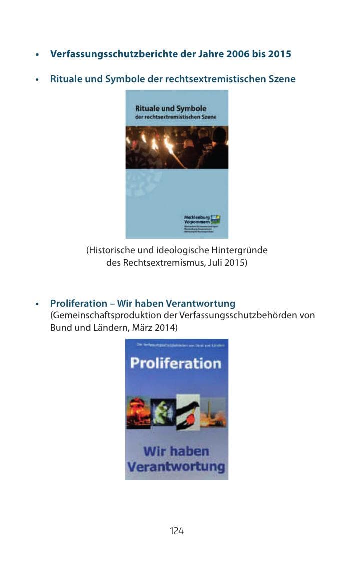 Seite 124 des Verfassungsschutzbericht 2015 Mecklenburg-Vorpommern
