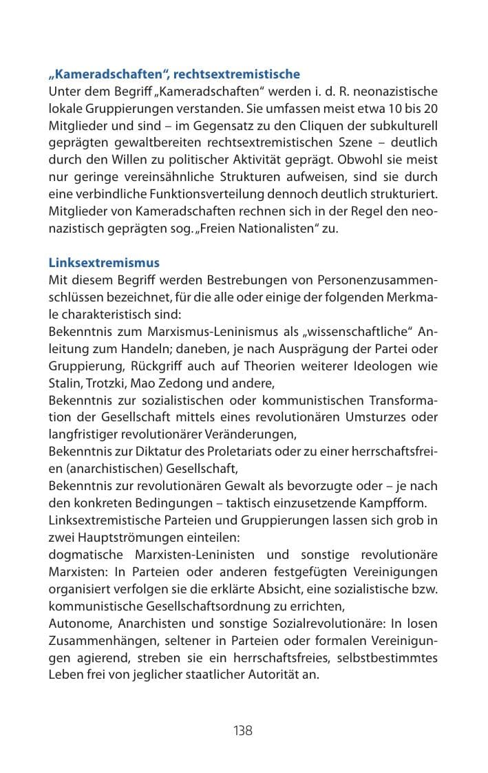 Seite 138 des Verfassungsschutzbericht 2015 Mecklenburg-Vorpommern