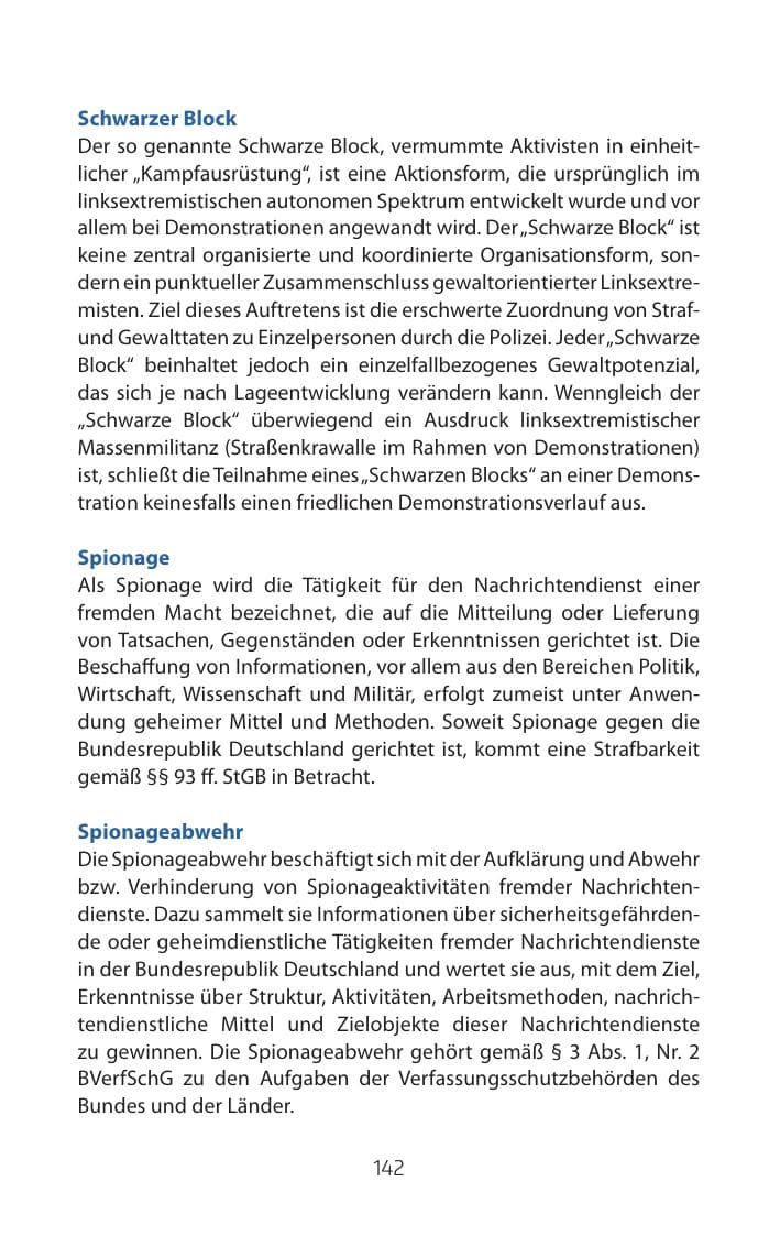 Seite 142 des Verfassungsschutzbericht 2015 Mecklenburg-Vorpommern