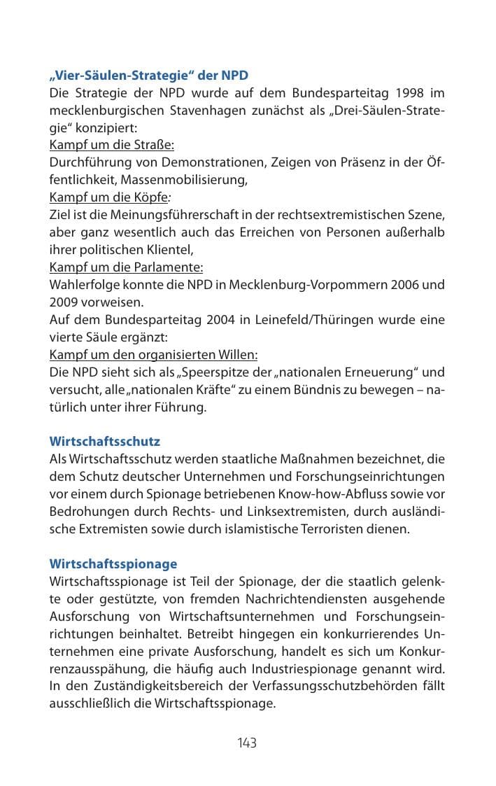 Seite 143 des Verfassungsschutzbericht 2015 Mecklenburg-Vorpommern