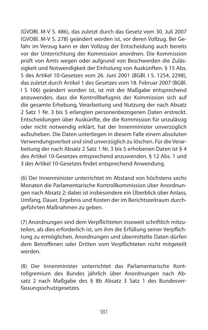 Seite 181 des Verfassungsschutzbericht 2015 Mecklenburg-Vorpommern