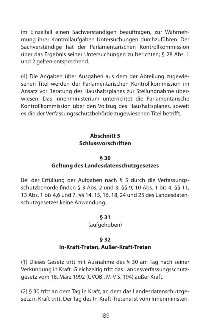 Seite 189 des Verfassungsschutzbericht 2015 Mecklenburg-Vorpommern
