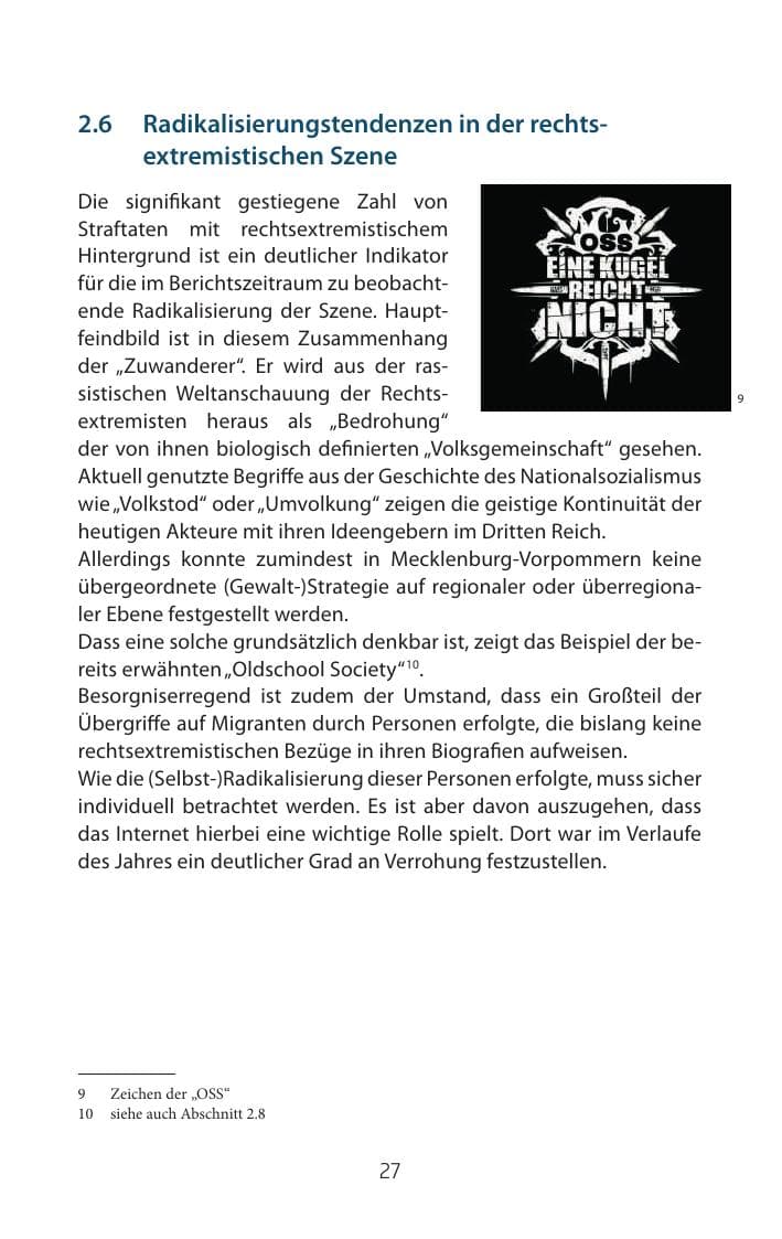 Seite 27 des Verfassungsschutzbericht 2015 Mecklenburg-Vorpommern