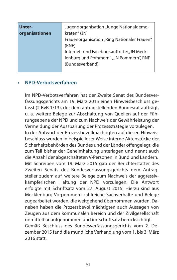 Seite 51 des Verfassungsschutzbericht 2015 Mecklenburg-Vorpommern