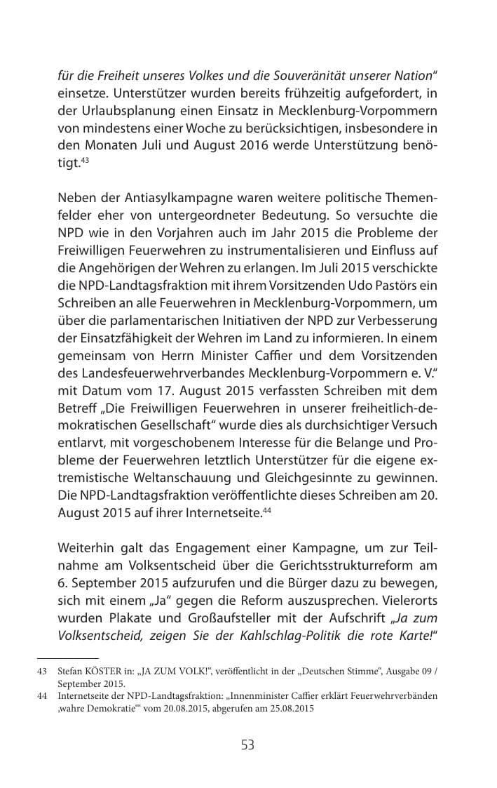 Seite 53 des Verfassungsschutzbericht 2015 Mecklenburg-Vorpommern