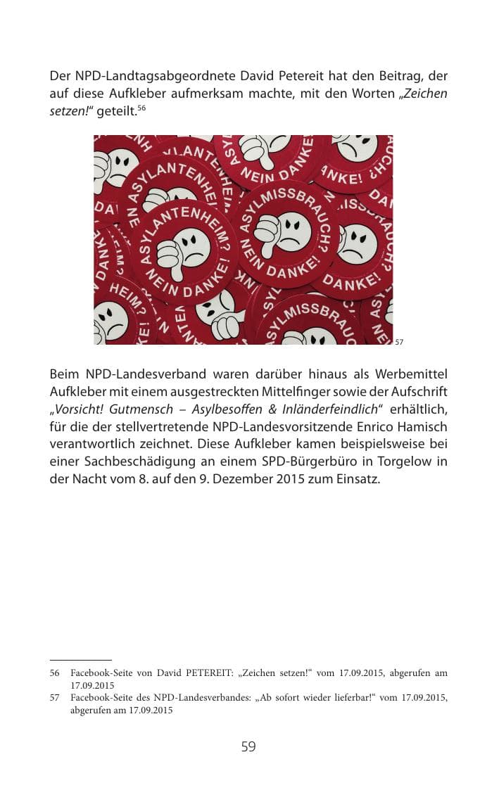 Seite 59 des Verfassungsschutzbericht 2015 Mecklenburg-Vorpommern