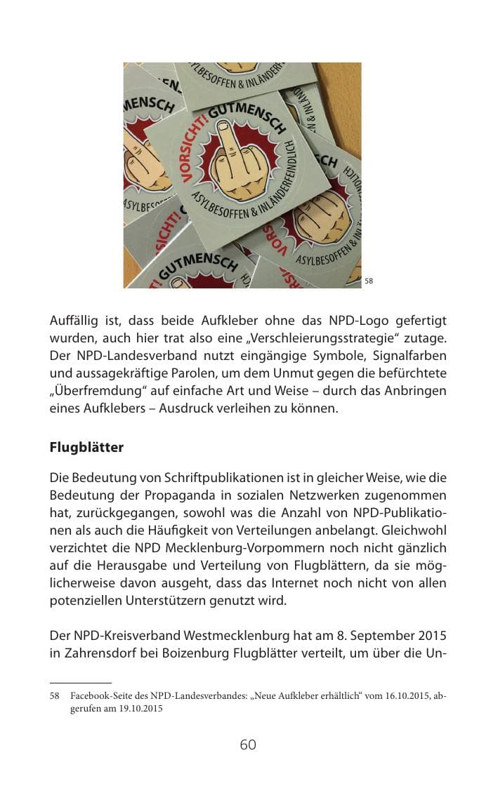Seite 60 des Verfassungsschutzbericht 2015 Mecklenburg-Vorpommern