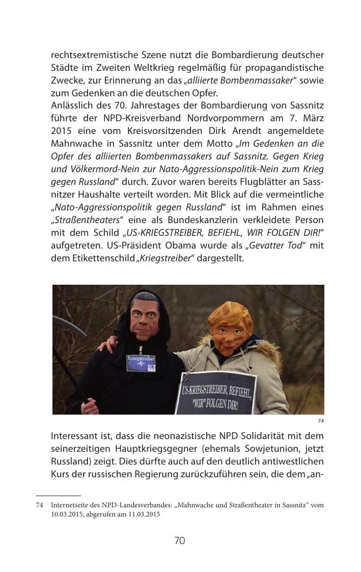 Seite 70 des Verfassungsschutzbericht 2015 Mecklenburg-Vorpommern