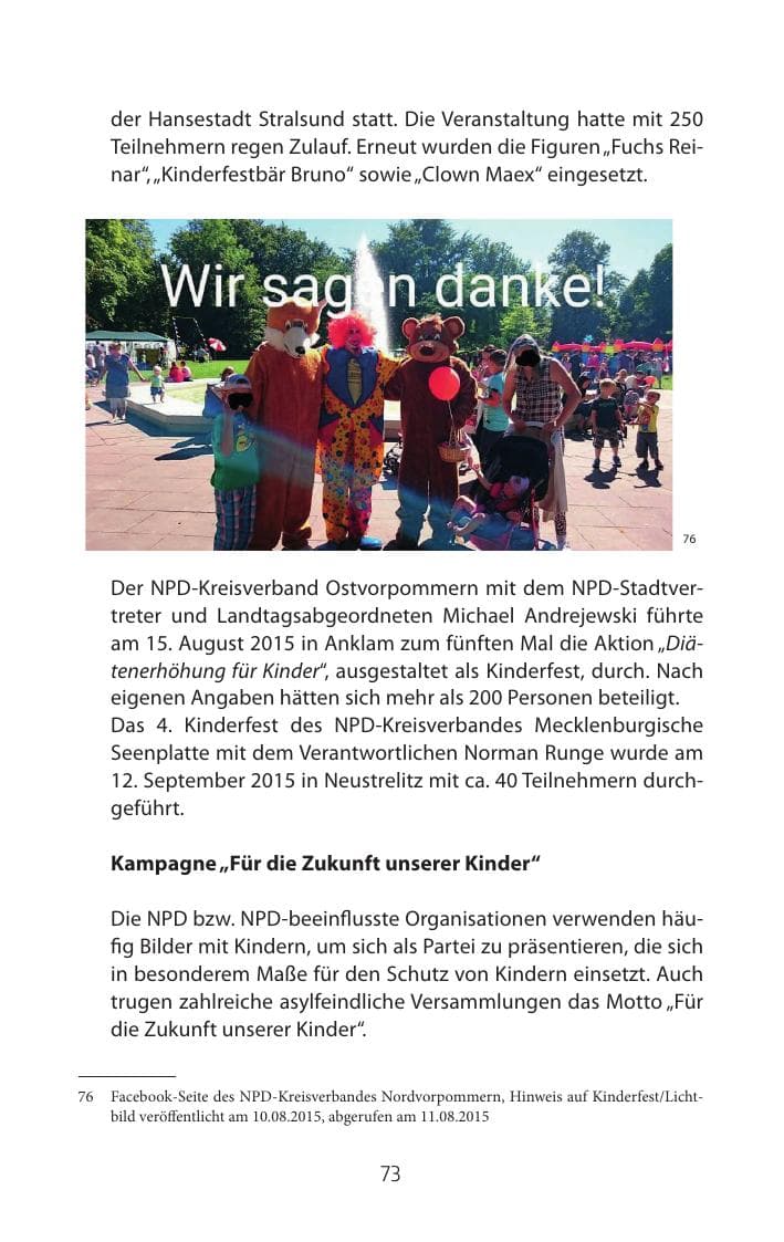 Seite 73 des Verfassungsschutzbericht 2015 Mecklenburg-Vorpommern